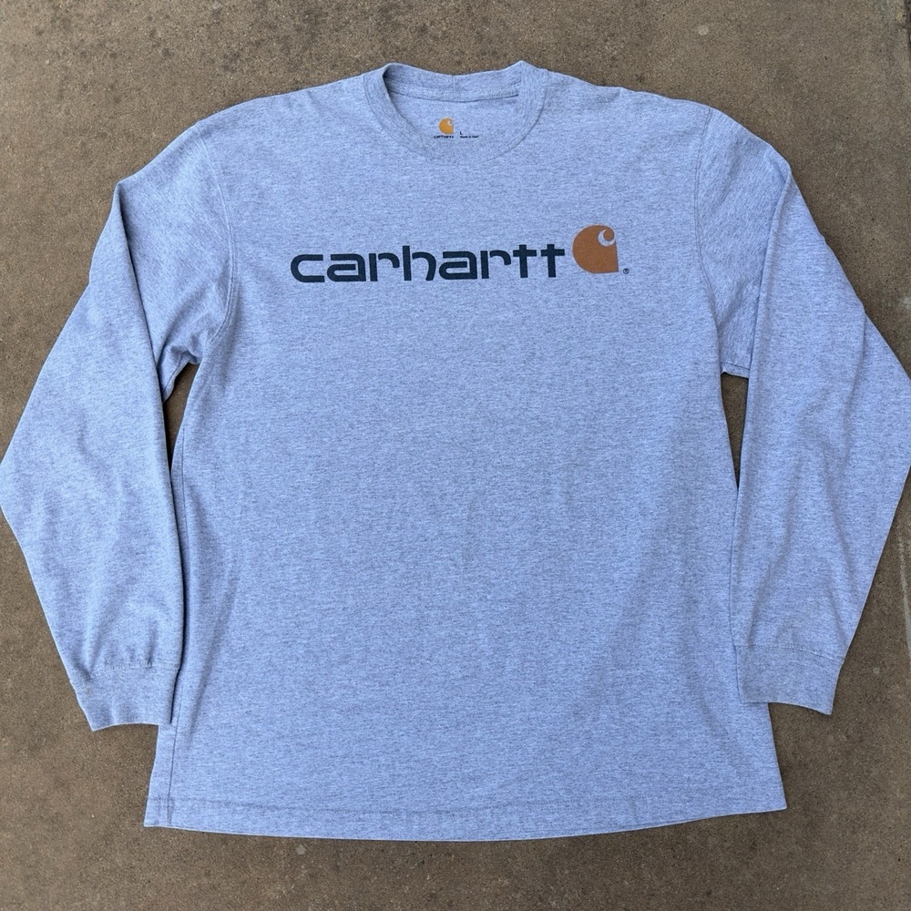 Carhartt Loose Fit Heavyweight Long Sleeve Logo Original Gray Men's Large